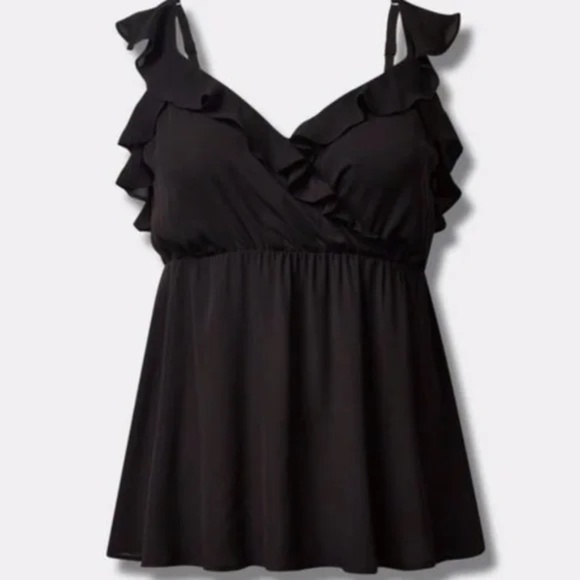 Criss Cross Ruffle Peplum Tank Top - Picture 3 of 4